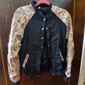Embroidered top shop button up jacket